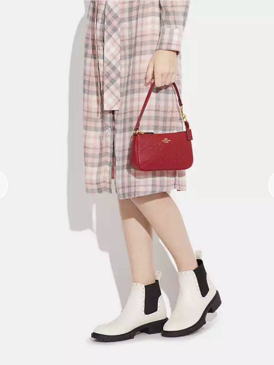Nwt Coach Logo-Embossed Leather Nolita 19 In Im/Cherry Color